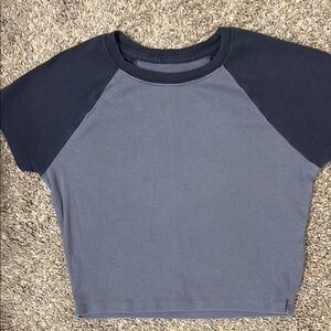 Hollister Blue and Gray Short Sleeve Raglan Tee
